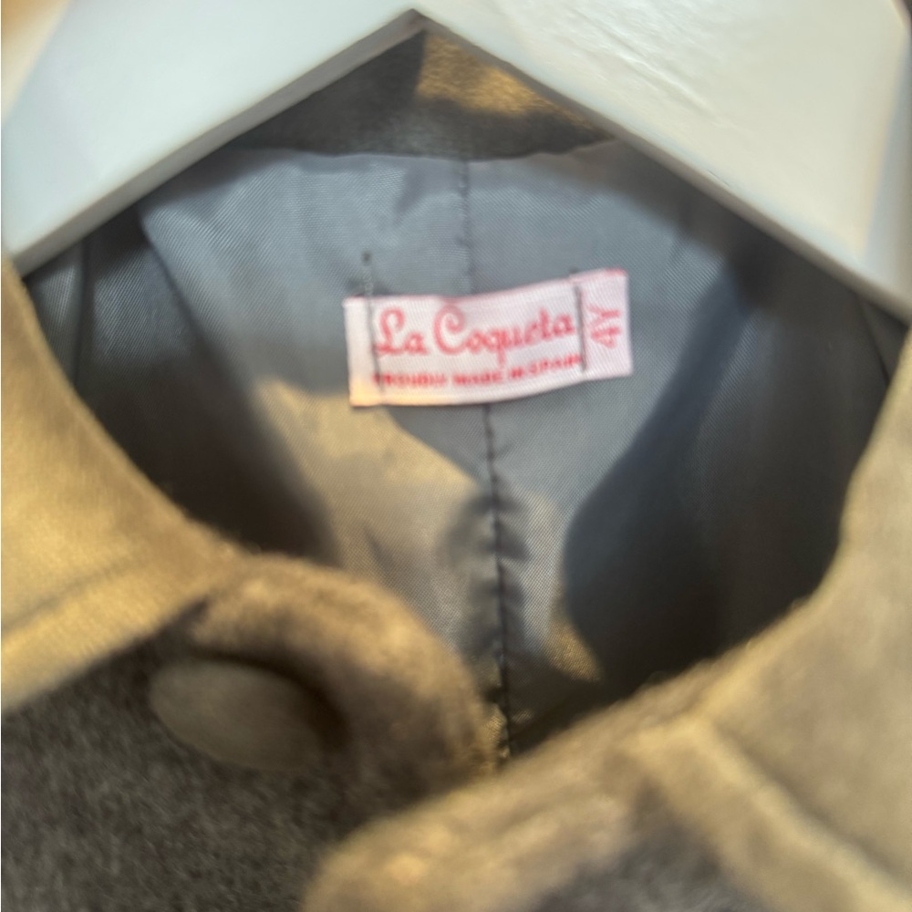 La Coqueta Charcoal Kids Pea Coat - Picture 2 of 4